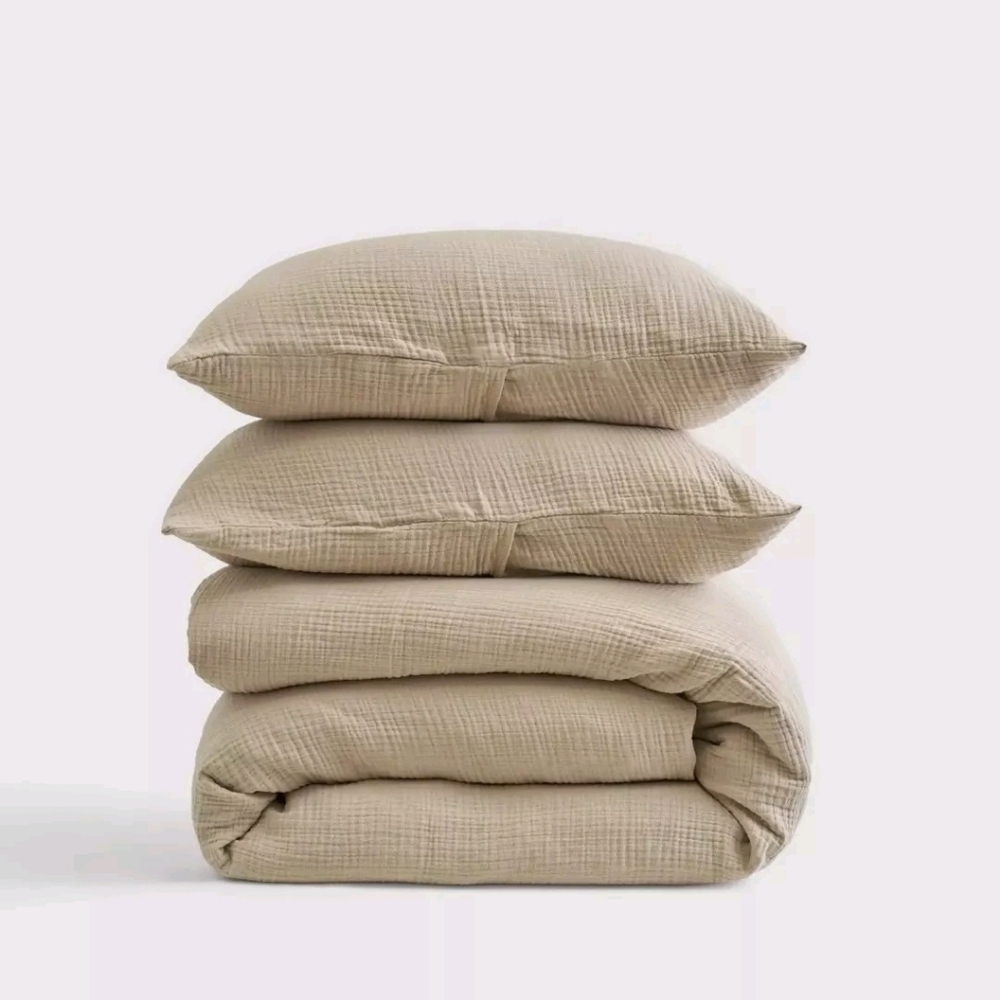 NWT- Quince Organic Cotton Dune Airy Gauze Duvet Cover! Full/ Queen (1210)